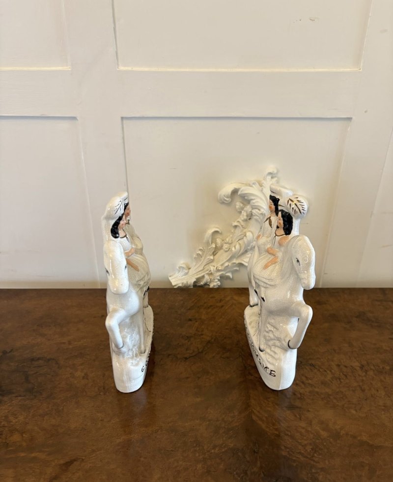 Pair of Antique Staffordshire Flat Back Figures on Horseback - Image 7